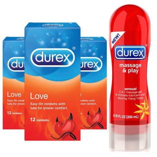 Durex love & Durex Play massage 2in1 200ml Lubricant gel combo pack