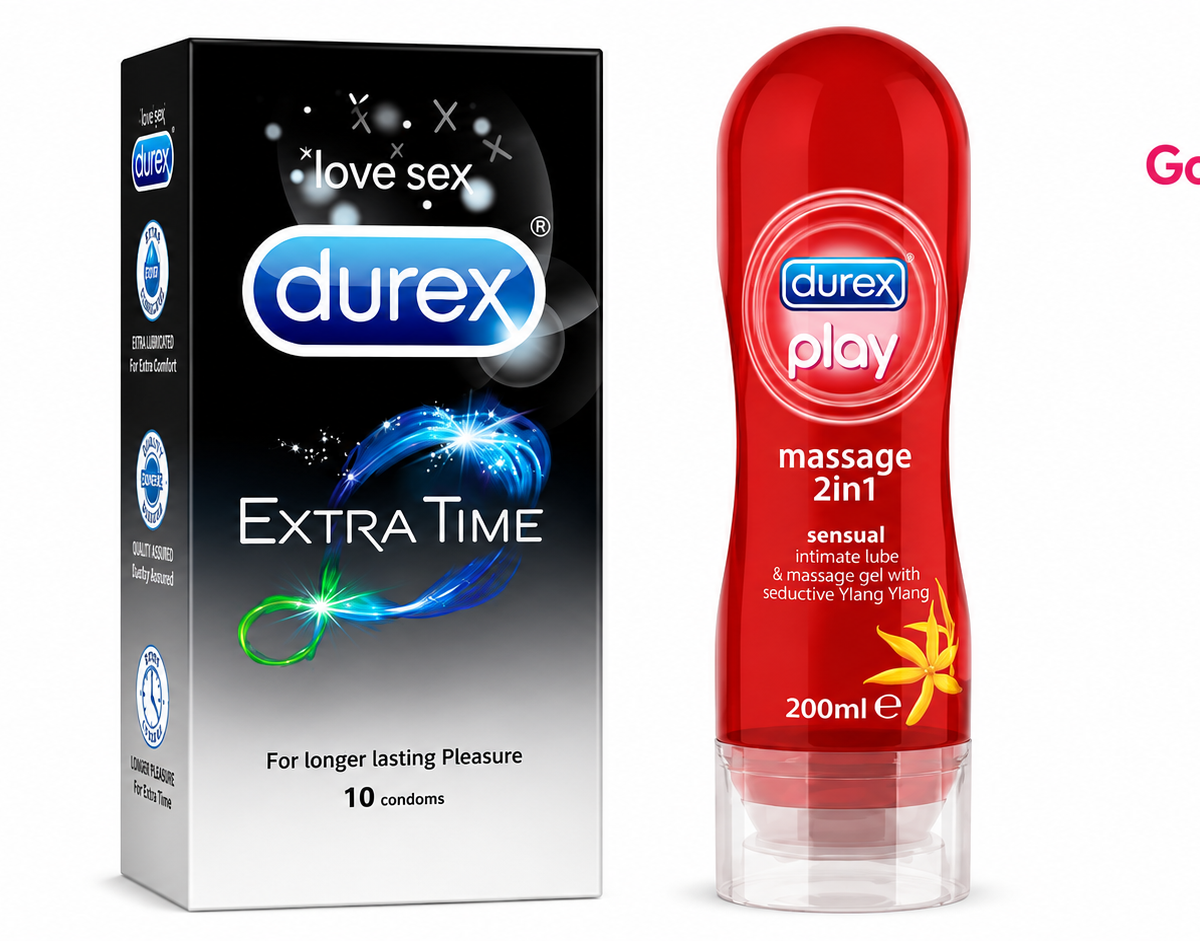Durex Combo Extra Time 10S Condoms and Durex Play Lube massage Gel 2in1, 200ml