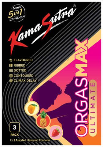 KamaSutra Orgasmax Ultimate Condoms for Men - 5in1 - Dotted, Ribbed, Contoured, Climax Delay, Flavoured Condoms
