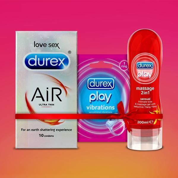 Durex Pure Instinct Combo & [Air Condom Pack of 10 + 200ml Sensual Play Massage 2in1 Lubricant Gel + Play Vibrations Ring]