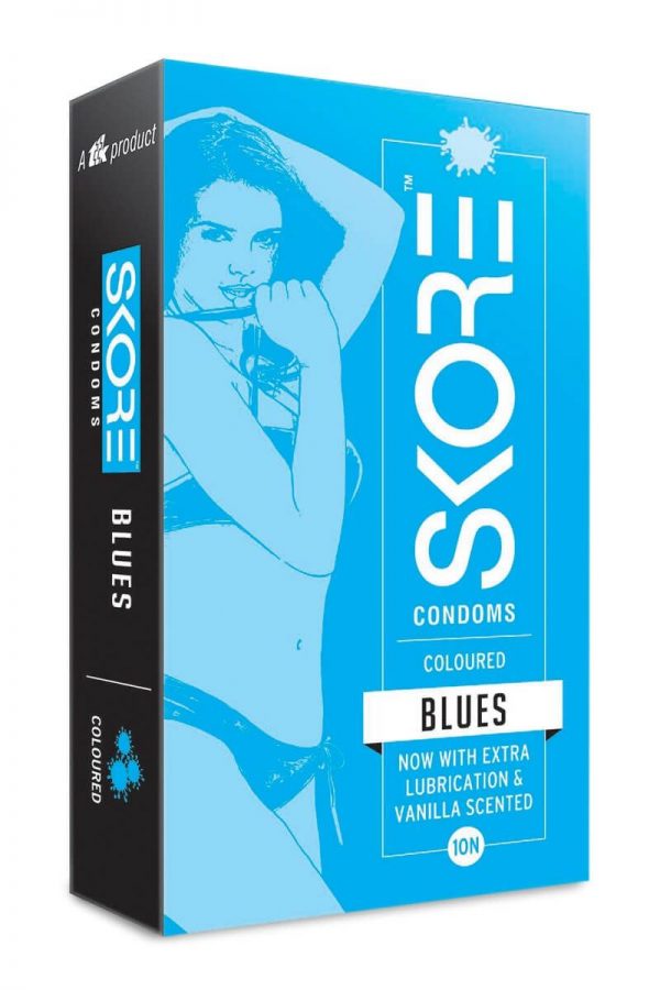 Skore Blue Coloured Condoms - 10's Pack