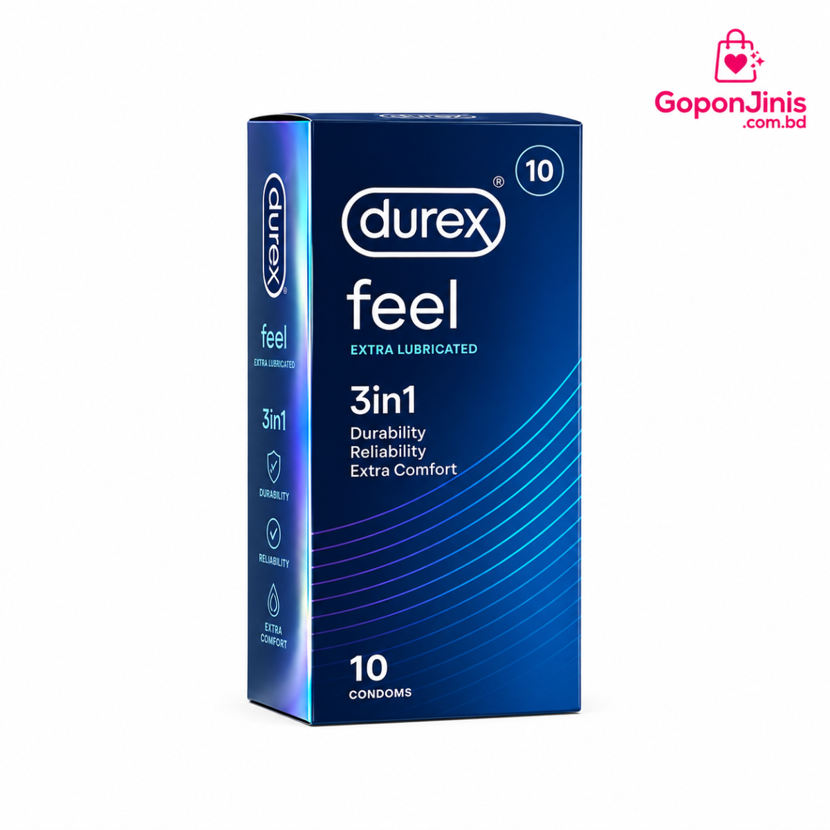 Durex Feel Extra Lubricated 3-in-1 Condoms