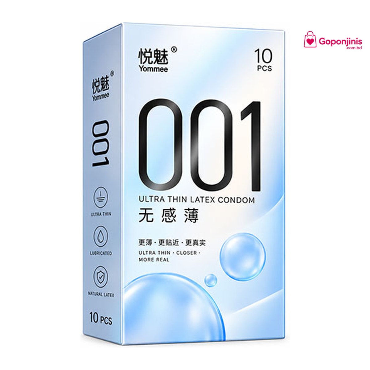 Yommee 001 Ultra Thin Latex Condom 10 Pcs Pack